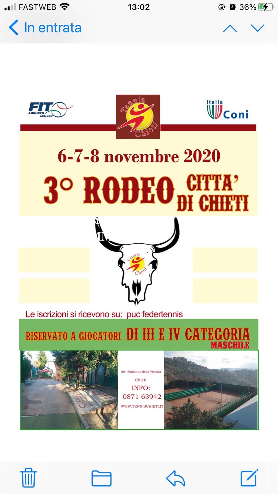 Torneo Rodeo III e IV cat. Maschile 6-8 novembre 2020